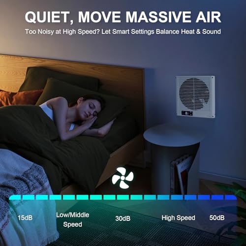 8" Room to Room Fan with Remote, Reversible Through Wall Fan for Quietly Circulating Air, 320 CFM Through the Wall Fan with Temperature Control, Durable Build Quality, In Wall Fan for Closet, Laundry - color: White