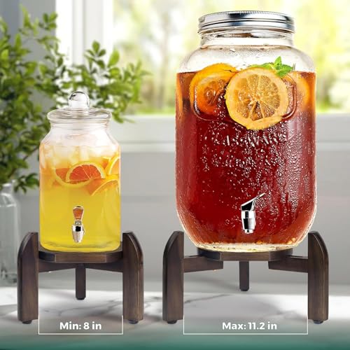 2 Pack Drink Dispenser Stand Adjustable Width from 8" to 11.2" Wide - Beverage Jar and Water Plastic Jug Holder - to Plant Flower Pots - Adjustable up to11.2-inch Wide (For 5-Gal Jug 8"-11.2") - Walnut Color - color: Width: For 8-11.2" Dispenser-Walnut Co
