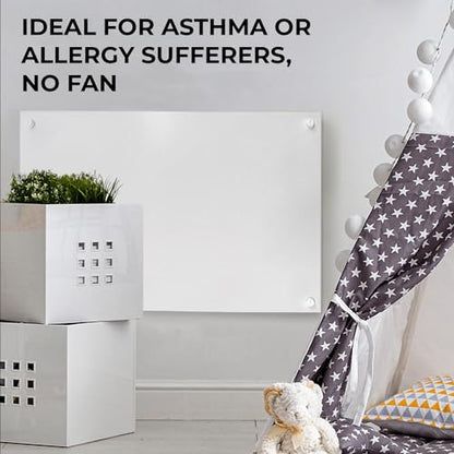 EconoHome Wall Mount Space Heater Panel - with Thermostat - 600 Watt Convection Heater - Ideal for 200 Sq Ft Room - 120V Electric Heater - Updated Model - color: White, size: 600W