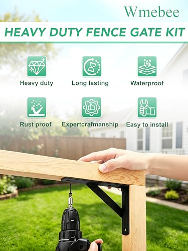 Anti Sag Gate Kit, Fence Gate Kit Gate Hardware,Heavy Duty No Sag Anti Twist Gate Frame Corner Brace Bracket with Self-Locking Gate Latch for Wooden Fence Gate (1 Door Set) - size: 1 Door Set