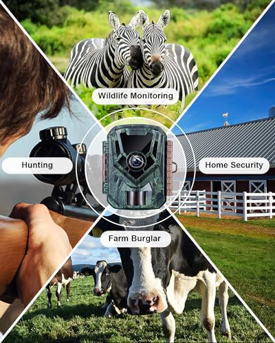 KJK 2 Pack Trail Cameras 36MP 2.7K, 8AA Batteries, Game Camera with Night Vision Motion ActivatedWaterproof lP66 0.1s Trigger Time w/ 130°Wide-Angle TrailCam for Wildlife Monitoring - color: Dark green