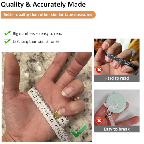 3-Pack Tape Measure Body Double Scale Soft Measuring Tape 60inch (150cm), Flexible Sewing Cloth Craft Fabric Ruler for Body Measurements & Weight Loss, Accurate & Easy to Read Large Clearly Numbers - color: White