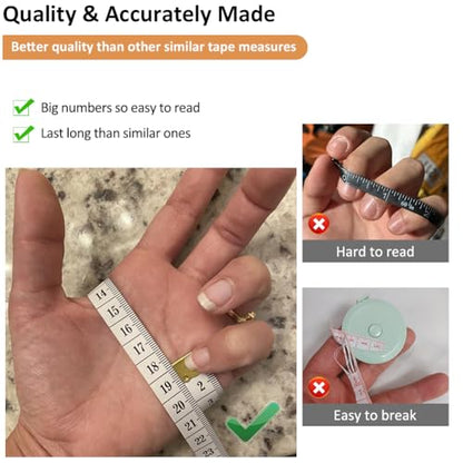 3-Pack Tape Measure Body Double Scale Soft Measuring Tape 60inch (150cm), Flexible Sewing Cloth Craft Fabric Ruler for Body Measurements & Weight Loss, Accurate & Easy to Read Large Clearly Numbers - color: White