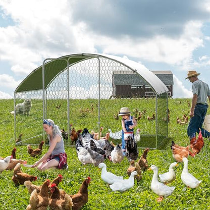 Large Metal Chicken Coop, Outdoor Chicken Runs for Yard with Cover,Large Chicken Run with Upgrade Tri-Supporting,Waterproof and UV-Resistant,Walk-in Poultry Cage for Farm Yard(9.8'l x 6.5'w x 6.5'h) - size: 9.8 x 6.5 x 6.5 FT