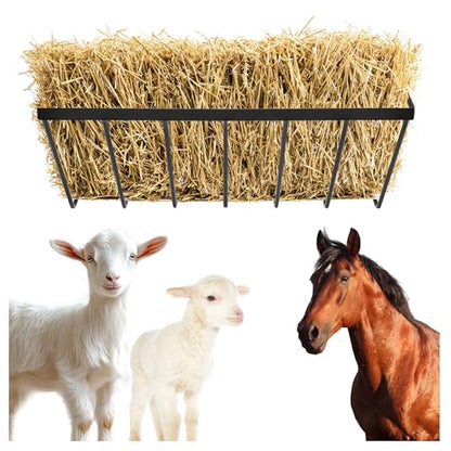 KUAFU Hay Feeder for Goat, Wall Mount Sheep Hay Rack, Horses Feeding Trough with 17 Gallon, Heavy Duty Blanket Holder, Fit for Farm Indoor and Outdoor Livestock Feed Containers