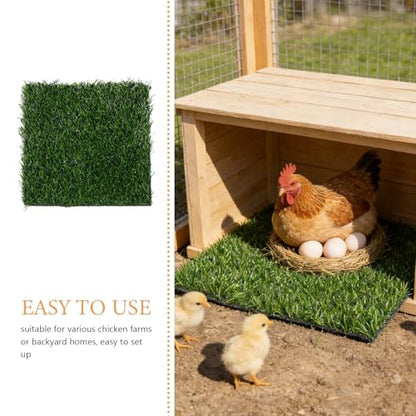 Levemolo 6pcs Chicken Coop Nesting Pads - Washable Grass Carpet Nest Mat for Laying Hens - Artificial Turf Bedding for Poultry House and Chicken Box Liners 11.8x11.8 Inch - color: Green