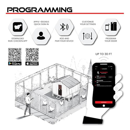 RUN-CHICKEN Door Eternal – Solar Automatic Chicken Coop Door with Built-in Solar Power & Battery Backup, Smart App & Timer Control, Weatherproof Aluminum, Predator-Proof, Easy to Install (Brown)