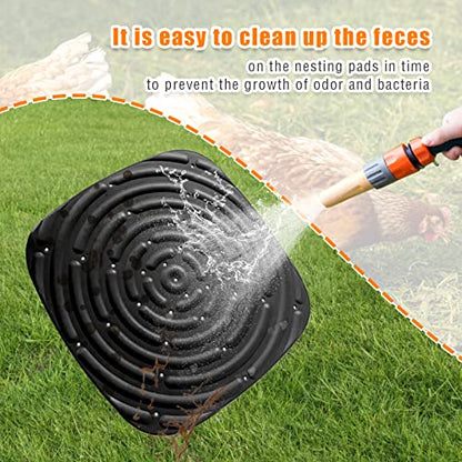 Skimzy Chicken Nesting Box Pads, 12 x 12 in Washable Reusable Nest Box Liners, 6-Pack, Breathable Drainage Design, Black