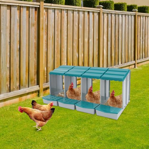 Chicken Nesting Boxes, 4 Compartment Nesting Boxes for Laying Eggs, Roll Away Nesting Box Egg Collection Tray, Wall Mount Poultry Roll Away Chicken Laying Boxes (Green) - color: 4 Compartment Nesting Boxes (Green)