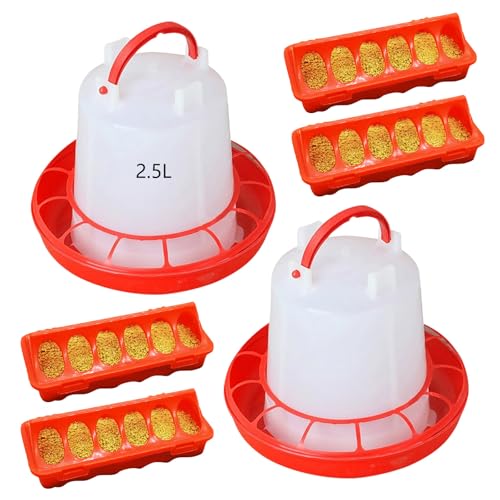 Spill Feed Set Poultry Trough Waterer for Small Scale Livestock Care Treat Feeding Tool Backyard Chicken Supplies Chicken Accessories Poultry Feeding - color: B