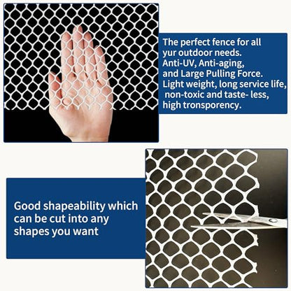 White Plastic Chicken Wire mesh 15.7IN x 33FT,Plastic Chicken Wire Fencing,Poultry Netting,Plastic mesh for Garden,Balcony Fence,Chicken Wire Frame for Crafts, Floral Mesh.with 100 Ties - color: 33ft White