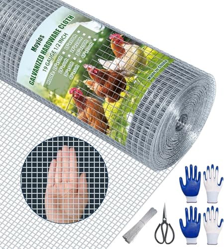 Hardware Cloth 1/2 Inch, 19 Gauge Hot Dip Galvanized Mesh Rolls Welded Chicken Wire Fencing for Chicken Coop Barrier, Poultry Netting Cage Wire Fence (Silver(16in*100ft)) - color: Silver(16in*100ft)