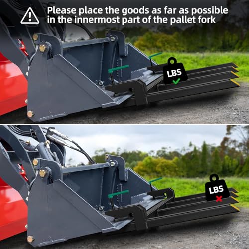 Clamp On Debris Forks To 48-60" Bucket, Heavy Duty Pallet Fork Fit For Loader Bucket Skidsteer Tractor,43" 2500 LBS - size: 43" 2500 LBS