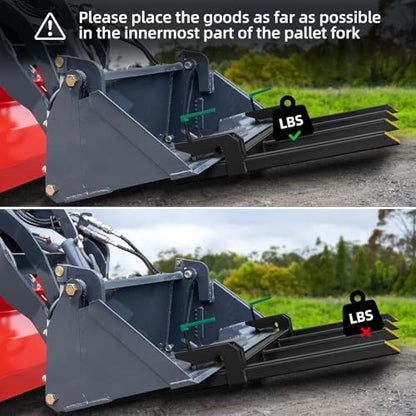 Clamp On Debris Forks To 48-60" Bucket, Heavy Duty Pallet Fork Fit For Loader Bucket Skidsteer Tractor,43" 2500 LBS - size: 43" 2500 LBS