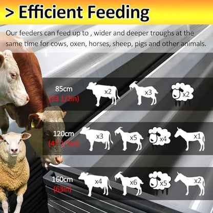 Large Stainless Steel Livestock Trough Feeder - High Capacity for Cattle & Calves, Perfect for Farms, Sheds, and Pasture Feeding Solutions,L 120cm(47 1/5") X 45cm(17 7/10" - color: L 120cm(47 1/5") X 45cm(17 7/10"