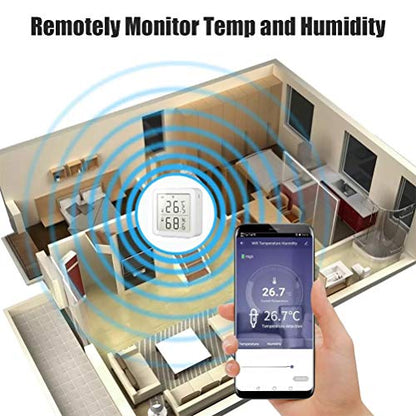 Pssopp Smart Temperature Humidity Monitor Wireless Thermometer Hygrometer with Remote Monitoring Alarms for Indoor Outdoor Beekeeping Greenhouse Farm (White)
