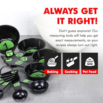 Chef Craft Easy to Ready Plastic Measuring Cup Set, 10 piece set, Green - color: Green