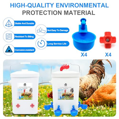 Automatic Chicken Waterer Float Controlled, 3 Gallons Poultry Waterer Dispenser with Hose Attachment, Poultry Automatic Drinking Accessories for Chicks, Duck, Goose, Turkey