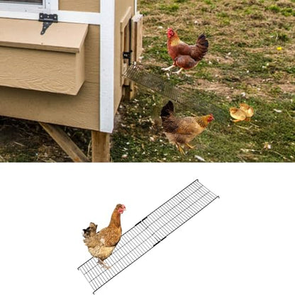 2 PCS Chicken Coop Ramp with Cable Ties, Black Adjustable Length (16.5-29.5 Inch) Iron Wire Ladder for Coop Henhouse Leg Problem or Cannot Fly Chickens, Waterproof