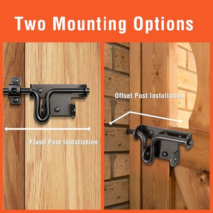 Slide Bolt Gate Latch for Wooden Fence, Heavy Duty Black Sliding Barn Door Latch Hardware with Padlock Hole, Outdoor Sliding Lock Latch for Shed, Wooden Fences, Barn, Yard, Vinyl
