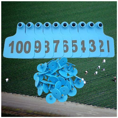 Numbered 001-100 Animal Identification Ear Tags Cow Ear Tags with Numbers for Cow Cattle Calf Pig Hog Goat Sheep Horse 201-300 Blue - size: 201-300