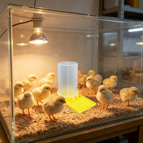 Baby Chick Feeder and Waterer Set, Poultry Starter Kit, Chick Feeder & Gravity Waterer, Compact Brooder Supplies for Chicks, Ducklings and Small Poultry (B) - color: b