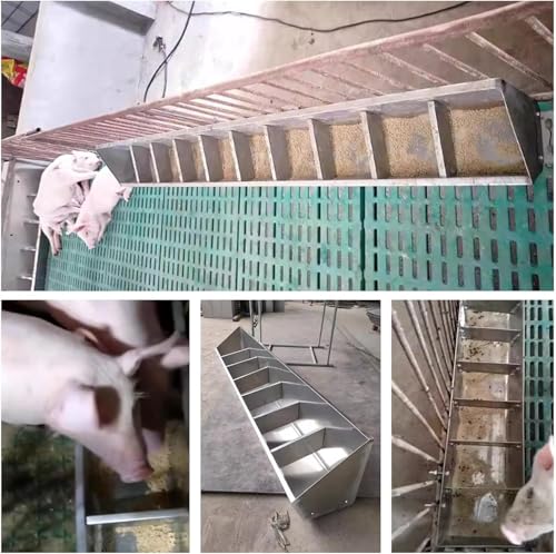 REMYS Portable Livestock Feeding & Watering Supplies, Stainless Steel Pig Food Trough for 5 6 8 10 Bit Piglet, Patio Sheds Pen Farms Pasture Pigs Feeder Hold Hay Feeds(1.2m/3.9ft 6bit) - size: 1.2m/3.9ft 6bit