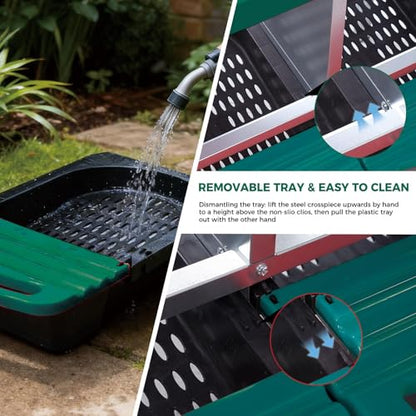 Chicken Nesting Boxes, Heavy-Duty 8-Compartment Metal Chicken Nesting Box – Removable Tray, Ventilation Holes, Easy Egg Collection, Rustproof Galvanized Steel - Green - 3 - Slot - with Legs - color: Green, size: 3 - Slot - With Legs