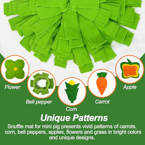 Snuffle Mat for Mini Pig,Pig Toys for Mini Pigs,Mini Pig Supplies,Pet Treats Feeding Mat,Puzzle Toys Encourages Natural Foraging Skills,23 X 23 Inches(White and Green)