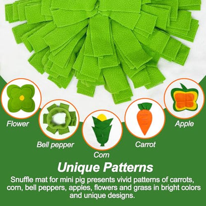 Snuffle Mat for Mini Pig,Pig Toys for Mini Pigs,Mini Pig Supplies,Pet Treats Feeding Mat,Puzzle Toys Encourages Natural Foraging Skills,23 X 23 Inches(White and Green)