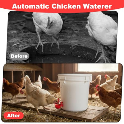 Automatic Chicken Waterer Cups, 24-Pack Poultry Drinker with Hole Saw, Gravity Fed Leak-Proof Water Feeder for Chickens, Ducks, Turkeys, Rabbits, Geese