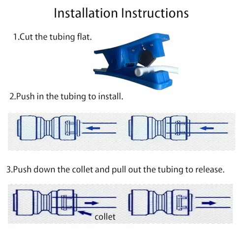 NSF 1/4" inch Water Line Tubing and Push to Connect Fittings for Reverse Osmosis Water Filter RO fittings,14 pcs connetors+30 feet 1/4" O.D. (6.4mm) water tubing. - style: 1/4"(14pcs+30feet)