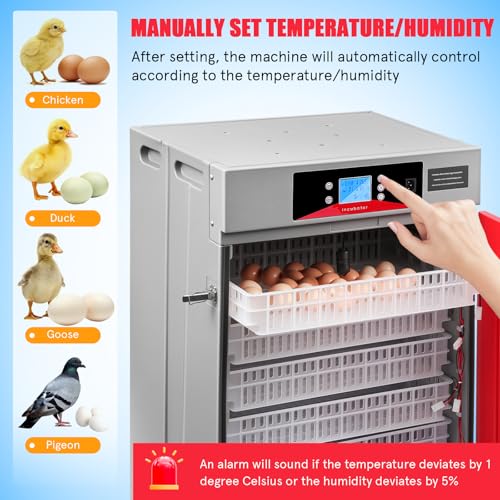 400-Egg Commercial Cabinet Incubator, Digital Poultry Hatcher with Automatic Temperature & Humidity Control, Large-Capacity Auto Turner for Chicken, Duck, Goose & Quail Eggs