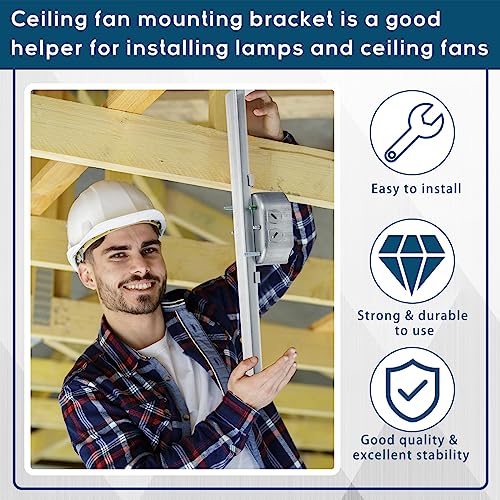 Therwen 4 Pcs Adjustable Ceiling Fan Electrical Box Brace Light Fixtures Ceiling Fan Mounting Bracket, 14.2 Inches in Length