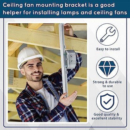 Therwen 4 Pcs Adjustable Ceiling Fan Electrical Box Brace Light Fixtures Ceiling Fan Mounting Bracket, 14.2 Inches in Length