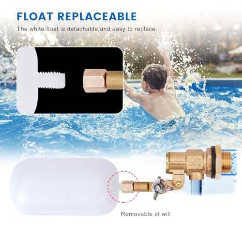 Float Valve 1/2 inch, Brass Water Float Valve with Adjustable Arm, Float Ball Valve Automatic Fill and Water Level Control for Water Trough,Fountains,Water Tank,Ponds,Pool,Aquariums - color: 1/2 in