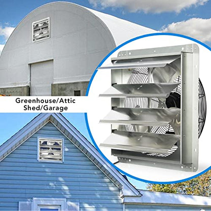 KEN BROWN 18 Inch Exhaust Fan with Power Cord, Automatic Shutter, 2600CFM, Aluminum Cooling Ventilation Fan, High Speed Wall Mounted Attic Fan for Garage, Greenhouse, Shop, Shed - size: 18 Inch