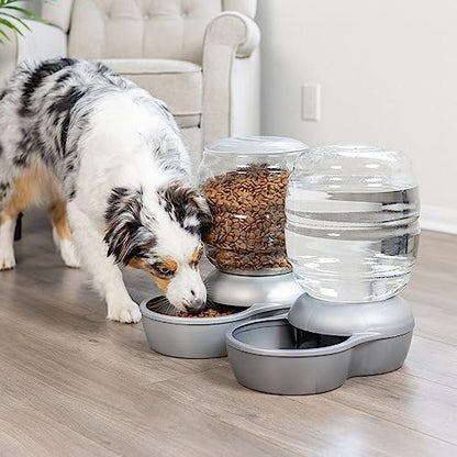 Petmate Replendish Pearl White 10 lb Dog Cat Feeder,Grey, Made in USA - color: Pearl Silver Grey, size: 10 LB