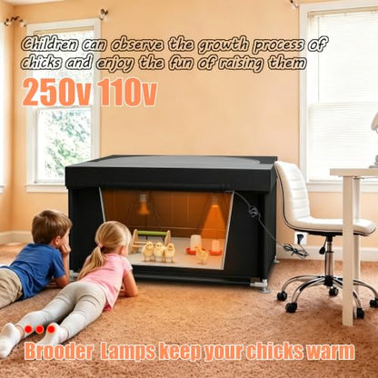 Large 42" x 42" x 36.6" Chicken Brooder Box Starter Kit, Brooder Pen for Chicks Ducks Quail, Temperature-Adjustable Bulb Set, Thermometer, Chicken Feeder & Waterer Set with Pee Pads,Chick Perch
