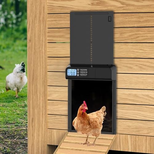 Hatching Time Smart Automatic Chicken Coop Door with Timer – Battery Operated Electric Chicken Door, Predator-Proof Safety, Weather-Resistant, Easy Install Auto Chicken Coop Door for Poultry