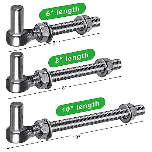 Insaga M16x 10'' J-Bolt Gate Hinge, 304 Stainless Steel J-Bolt Post Hinge for Farm Gate, 5/8" Male Pin J-Bolt Hinge for Chain Link Fence Gate, Gate Hinges for Metal Gates (4Pcs) - color: M16-10''-4PCS