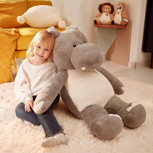 IKASA Giant Hippo Stuffed Animal,30" Jumbo Plush Toy, Soft and Cute Toys for Kids Boys Girls (Gray) - style: Hippo