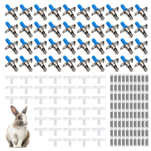 Automatic Rabbit Watering Kit Include 40 Nipple Drinker Feeders, Rabbit Watering System Nipples Waterer Drinking Nipples Rabbits Drinker for Small Animals