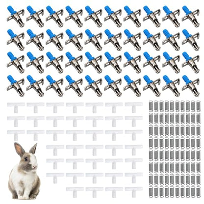 Automatic Rabbit Watering Kit Include 40 Nipple Drinker Feeders, Rabbit Watering System Nipples Waterer Drinking Nipples Rabbits Drinker for Small Animals