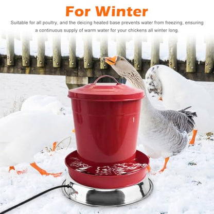 Heated Chicken Waterer, 11.8'' Chicken Water Heater Farm Heated Base for Metal Poultry Founts Waterer, Rapidly & Continuously Heat Cold Water for Chicken Turkey Goose Duck Pigeon Drinker in Winter