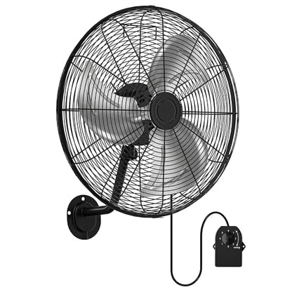 Tehanld Industrial Wall Fan 20 Inch - 3400 CFM High Velocity Airflow, Heavy Duty Metal Wall Mounted Fan with 80° Oscillation & Adjustable Tilt, 3-Speed Commercial Fan for Workshop & Patio - size: 20 INCH