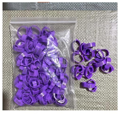 Aisoway 100 Pcs Poultry Identification Leg Rings Adjustable Clip-on Digital Label Buckle Bands Random Color for Chicken 100PC purple - size: purple