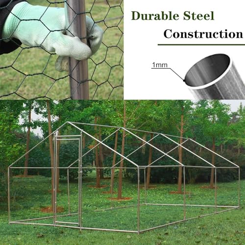 Garvee Large Metal Chicken Coop,Walk-in Poultry Cage,Outdoor Hen Run House with Waterproof and Anti-Ultraviolet Cover Rabbits Habitat Cage for Outdoor - size: 19.6"L x 9.8"W x 6.4"H