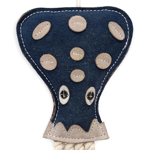 Fuzzl Eco Leather Otto Octopus Natural and Tough Dog Toys - Long Lasting Chew Toys for Aggressive Chewers - Strong Dog Toy for Dogs and Puppy - style: Leather Octopus