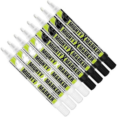 PM-15 Industrial Paint Marker - Xylene Free Permanent Paint Pens for Metal, Glass & Non-Porous Surfaces - 10ml - Quick Dry, High Opacity - 8 Pack (White & Black) - color: White & Black